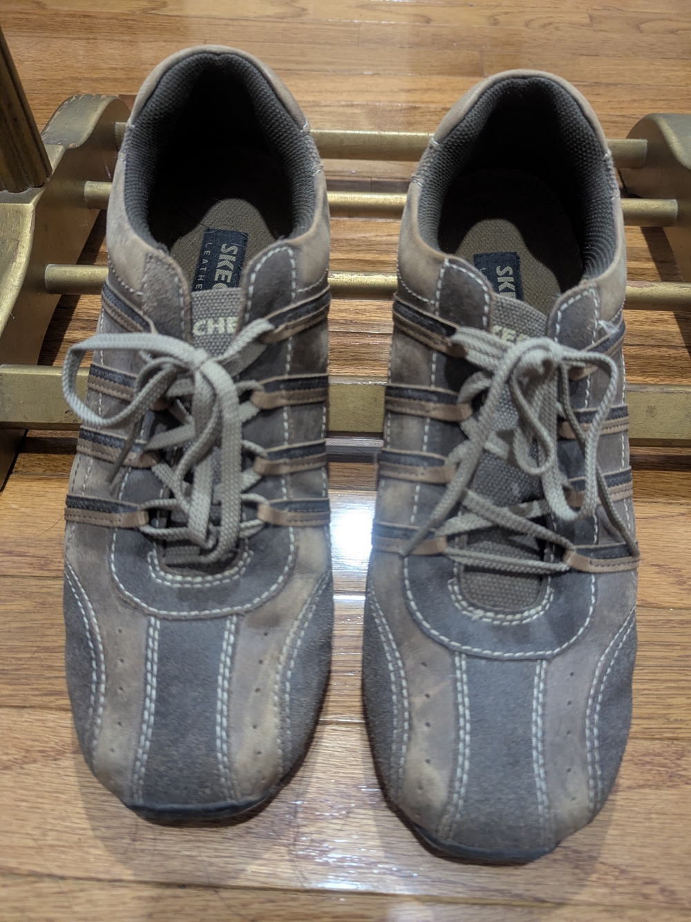 Skechers Men’s Gray and Brown Lace-Up Sneakers